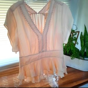 Rebecca Taylor 100% Silk Pink Blouse Size 4 Small